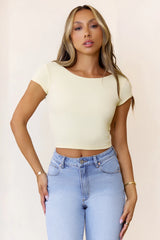 BASE Luxe Rib Scoop Back Tee Yellow