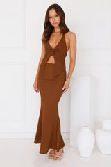 Coral Cove Maxi Skirt Brown