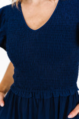 Afton Smocked Tiered Dress | Navy
