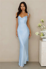 The Penelope Cowl Satin Maxi Dress Blue