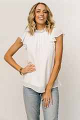 Leah Mock Neck Top | Off White