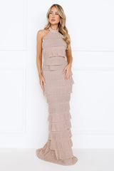 Bedazzled Babe Halter Maxi Dress Champagne