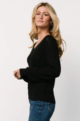 Ashby V Neck Sweater Top | Black