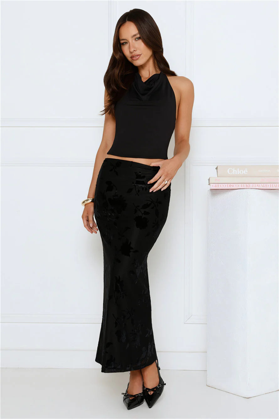 Crème Dream Halter Top Black