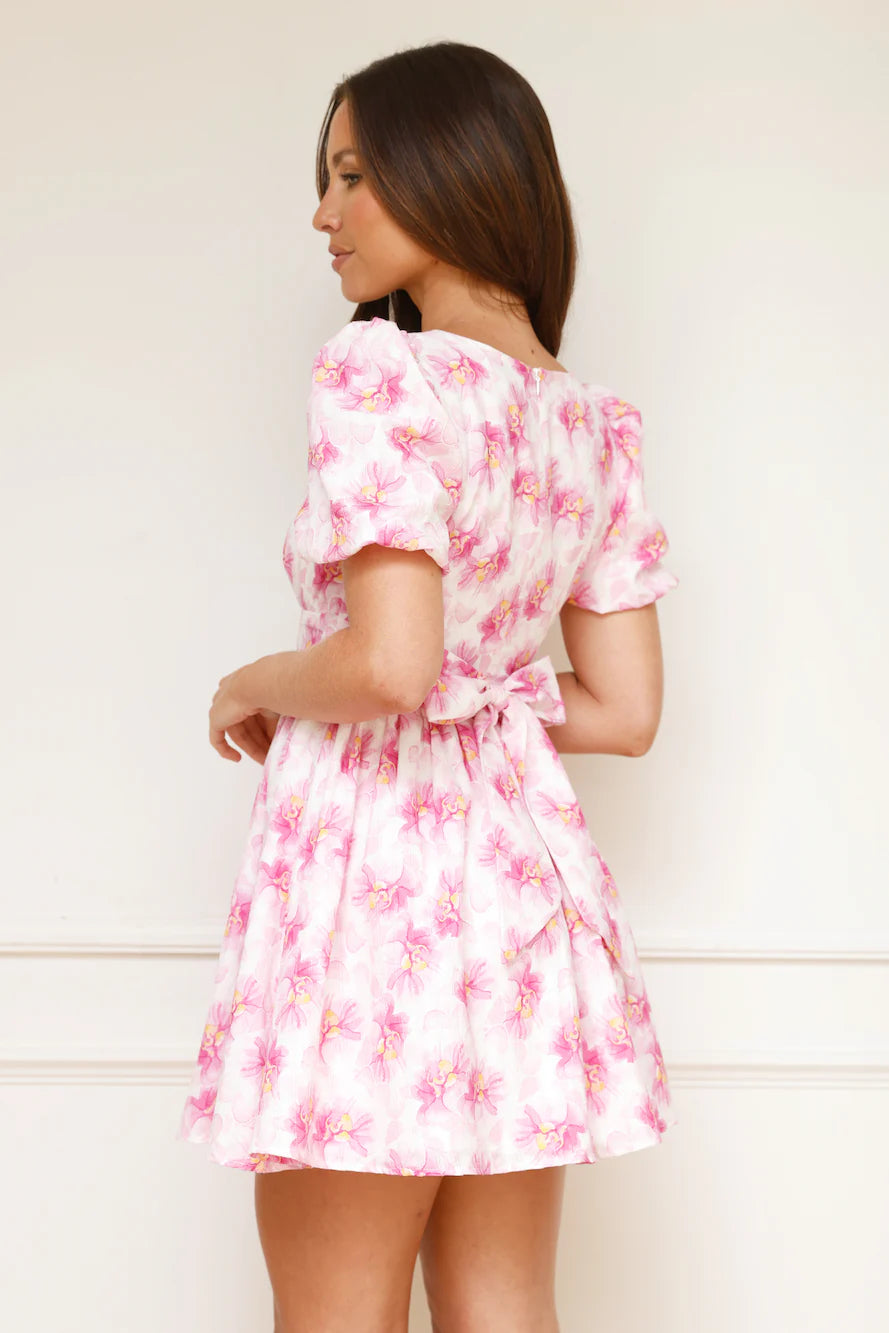 Bouquet Bliss Short Sleeve Mini Dress Pink
