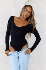 BASE The Flatter Me Long Sleeve Ribbed Bodysuit Black