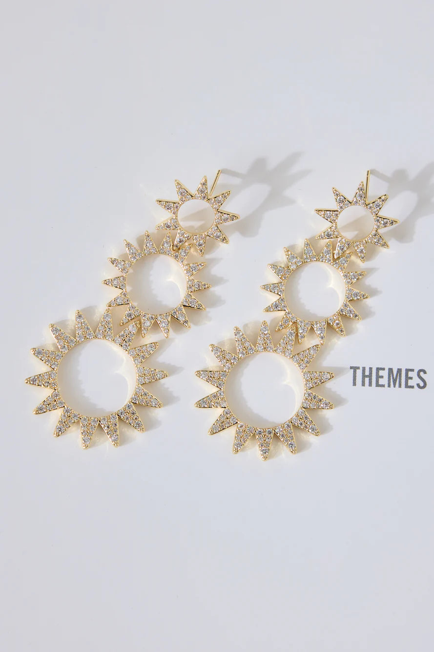 18k Gold Plated Day Break Sun Earrings Gold