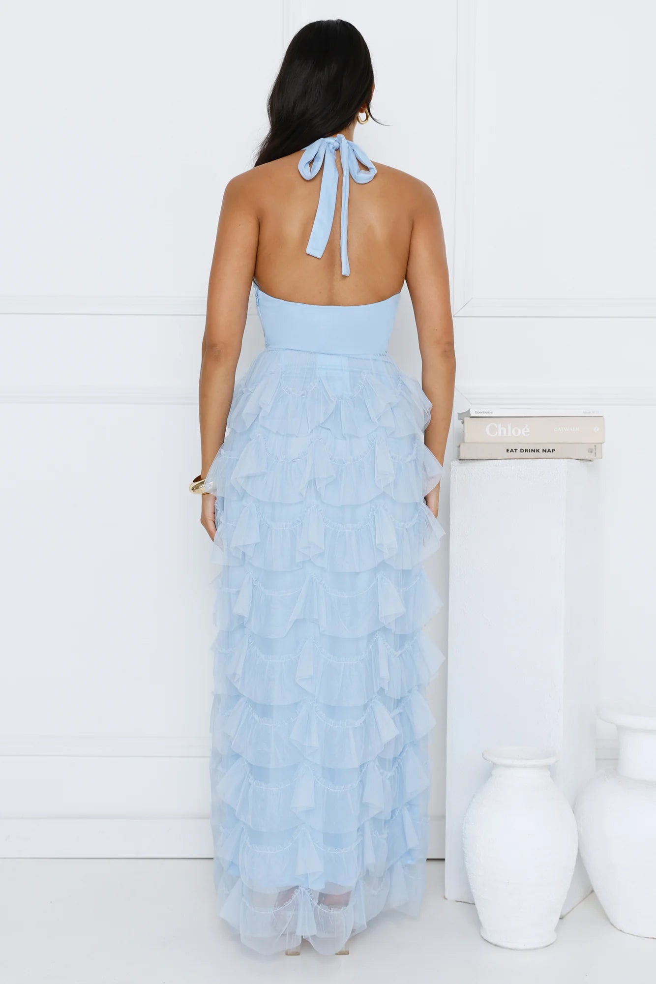 Aisling Halter Tulle Maxi Dress Blue