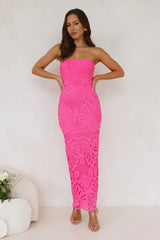 Counting Days Strapless Maxi Dress Hot Pink