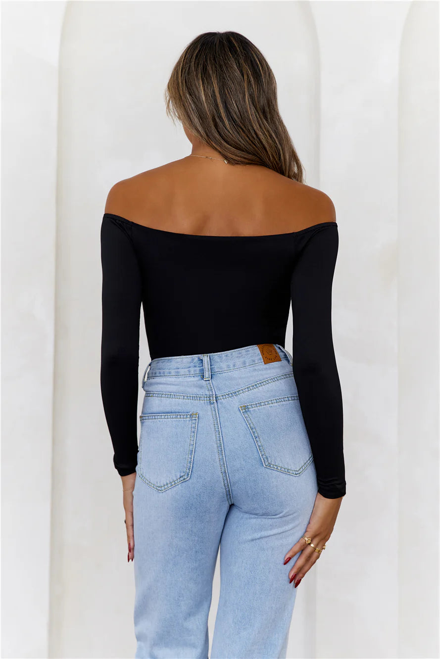 BASE  Flawless Off Shoulder Long Sleeve Top Black
