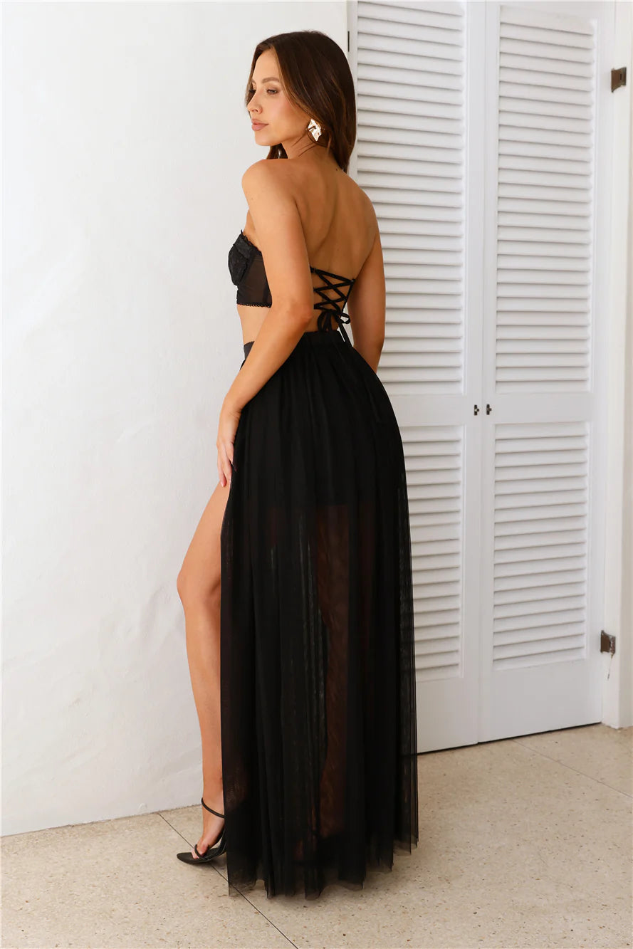 DEAR EMILIA Romanticise It Bustier Crop Top Black