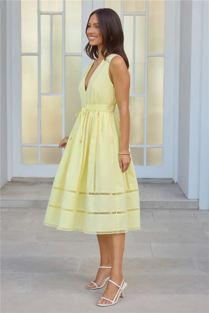 Golden Hour Magic Midi Dress Yellow
