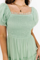 Liv Tulle Midi Dress | Light Green