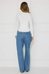 Buttoned Up Ribbed Long Sleeve Top White