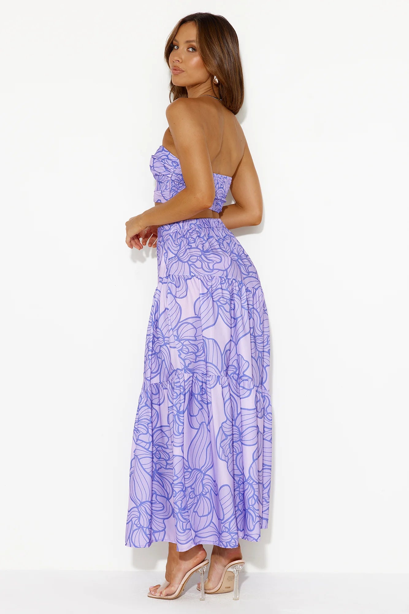 Swirls Surrounding Me Strapless Crop Top Purple
