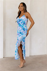 Ethereal Grace Mesh Maxi Dress Blue