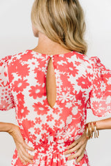 Candy Romper | Coral + White Floral