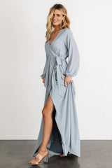 Breanne Faux Wrap Maxi Dress | Light Blue