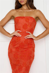 Crowned In Confidence Strapless Maxi Dress Orange