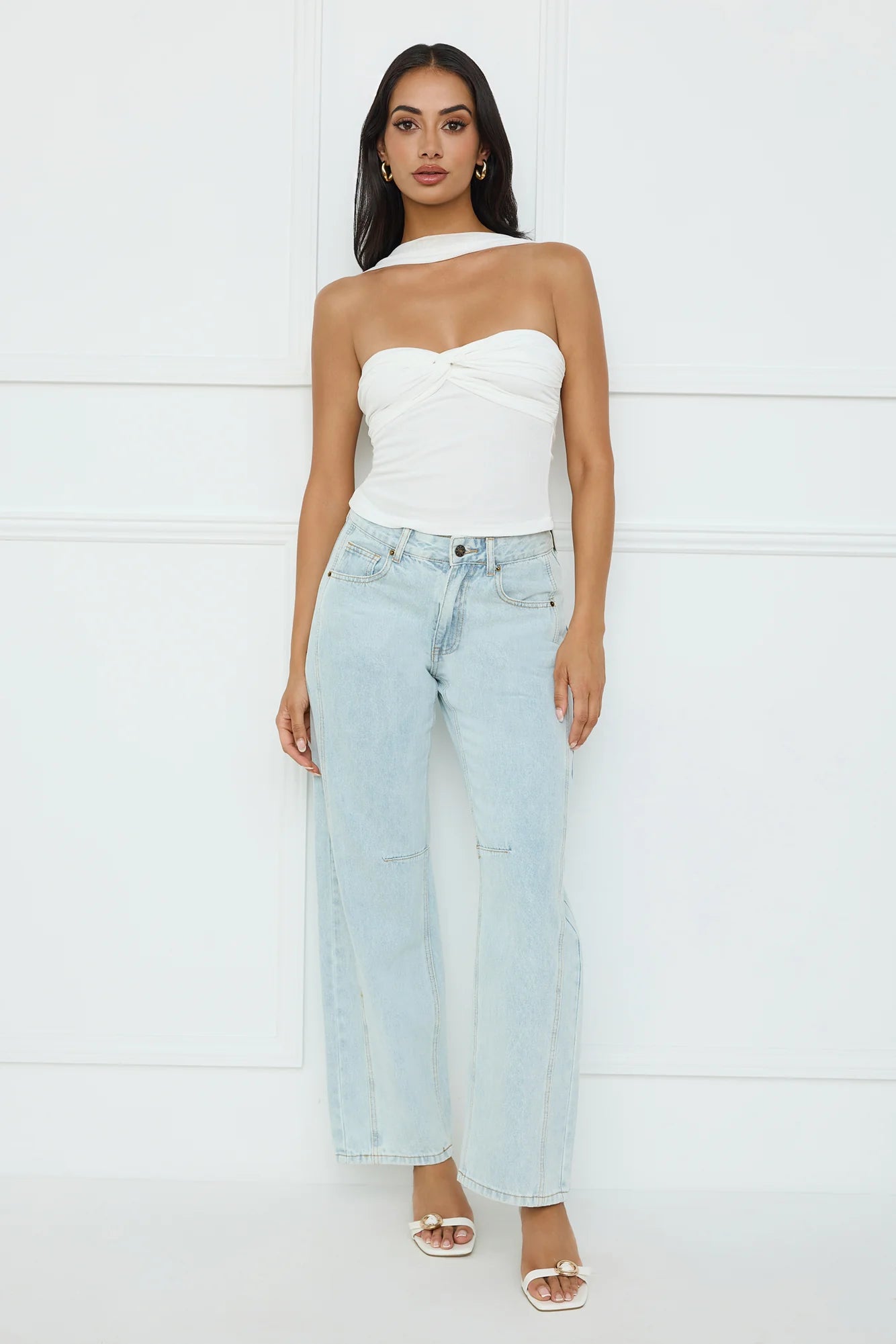 Club Luxe Mesh Halter Top White