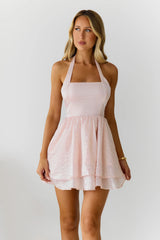 Whimsical Dream Halter Satin Mini Dress Pink