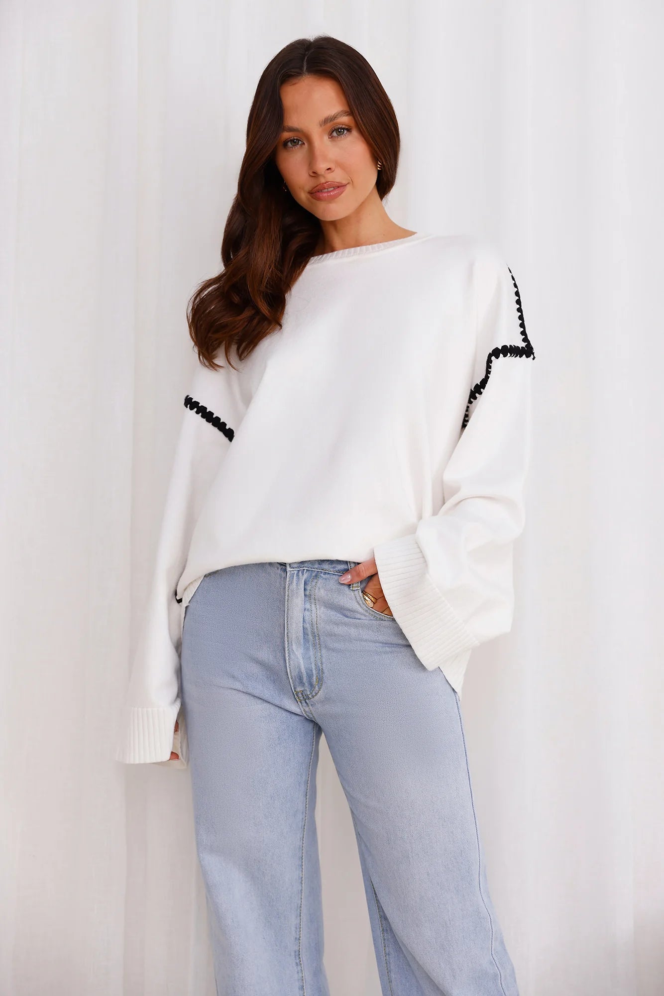 Warm Cottage Knit Sweater White