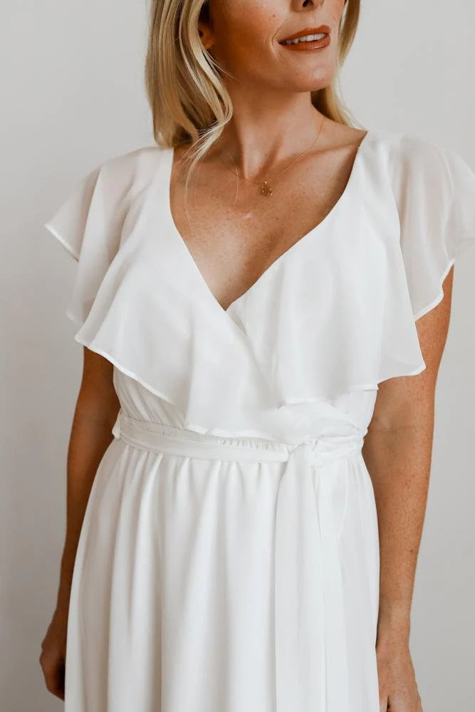 Katya Ruffle Maxi Dress | White