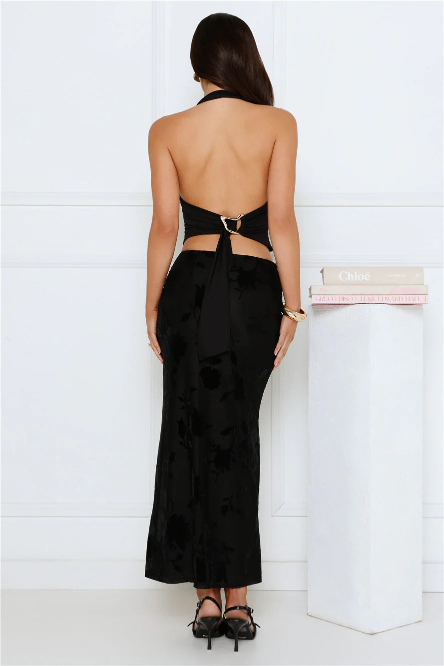 Crème Dream Halter Top Black