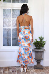 Exotic Vibrance Satin Maxi Skirt Orange