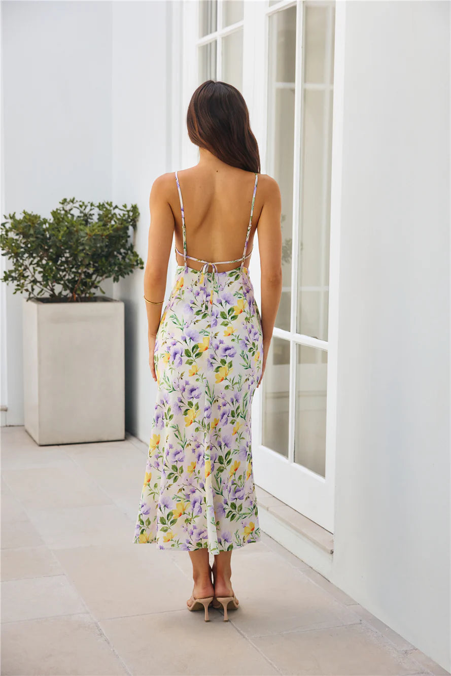 Vivid Garden Midi Dress Print