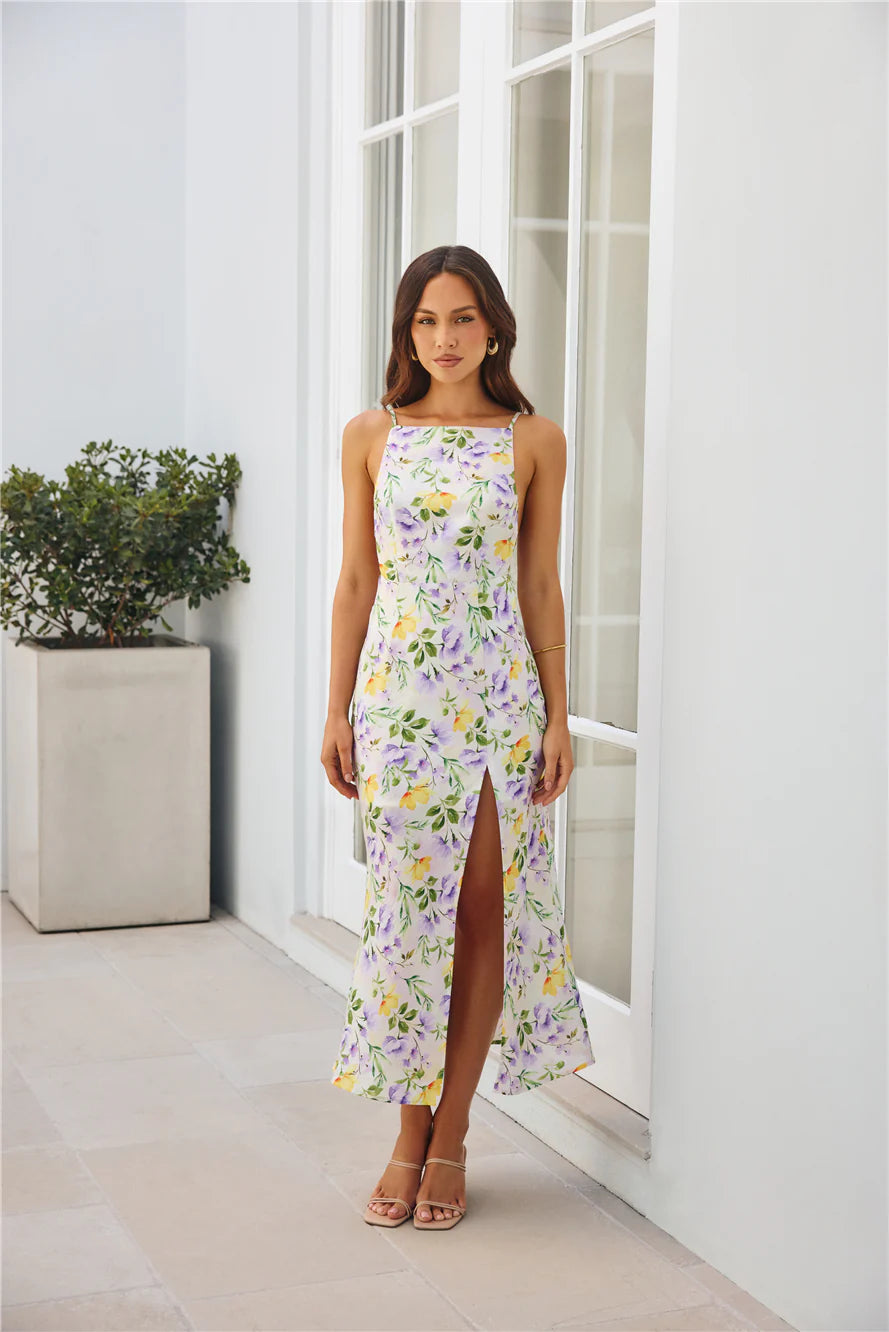 Vivid Garden Midi Dress Print