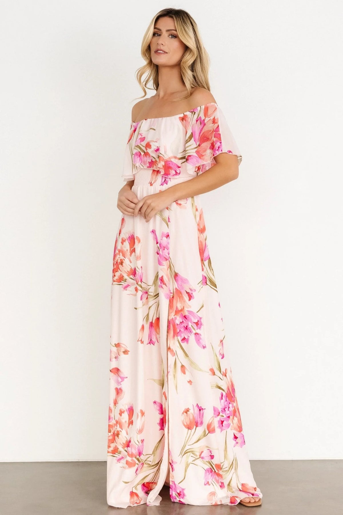 Daphne Off Shoulder Maxi Dress | Blush Floral