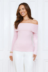 Dreamwave Off Shoulder Knit Top Pink