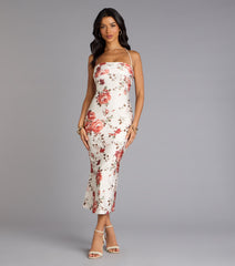 Garden Stroll Floral Lace-Up Midi Dress