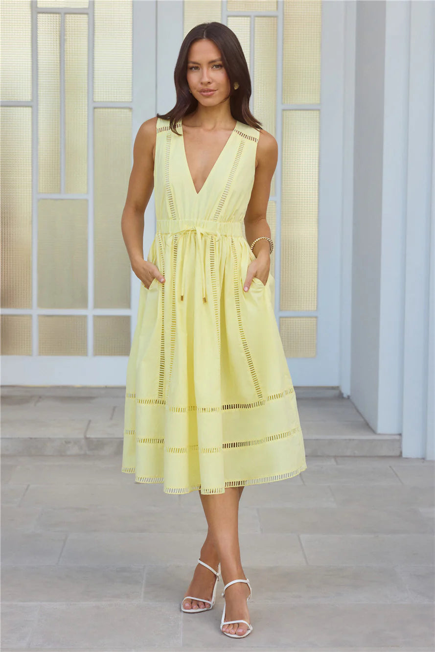 Golden Hour Magic Midi Dress Yellow