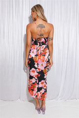 The One For Me Satin Midi Dress Black
