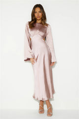 All About You and Me Satin Maxi Dress Blush