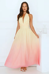 Angel Bloom Halter Maxi Dress Yellow