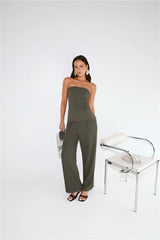 Core Cut Tailored Strapless Top Khaki