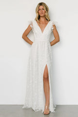 Alexa Embroidered Sequin Maxi Dress | White
