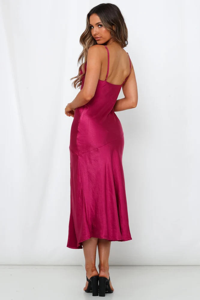 Asking For A Friend Midi Dress Fuchsia