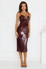 Dazzling Luxe Sequin Midi Dress Merlot