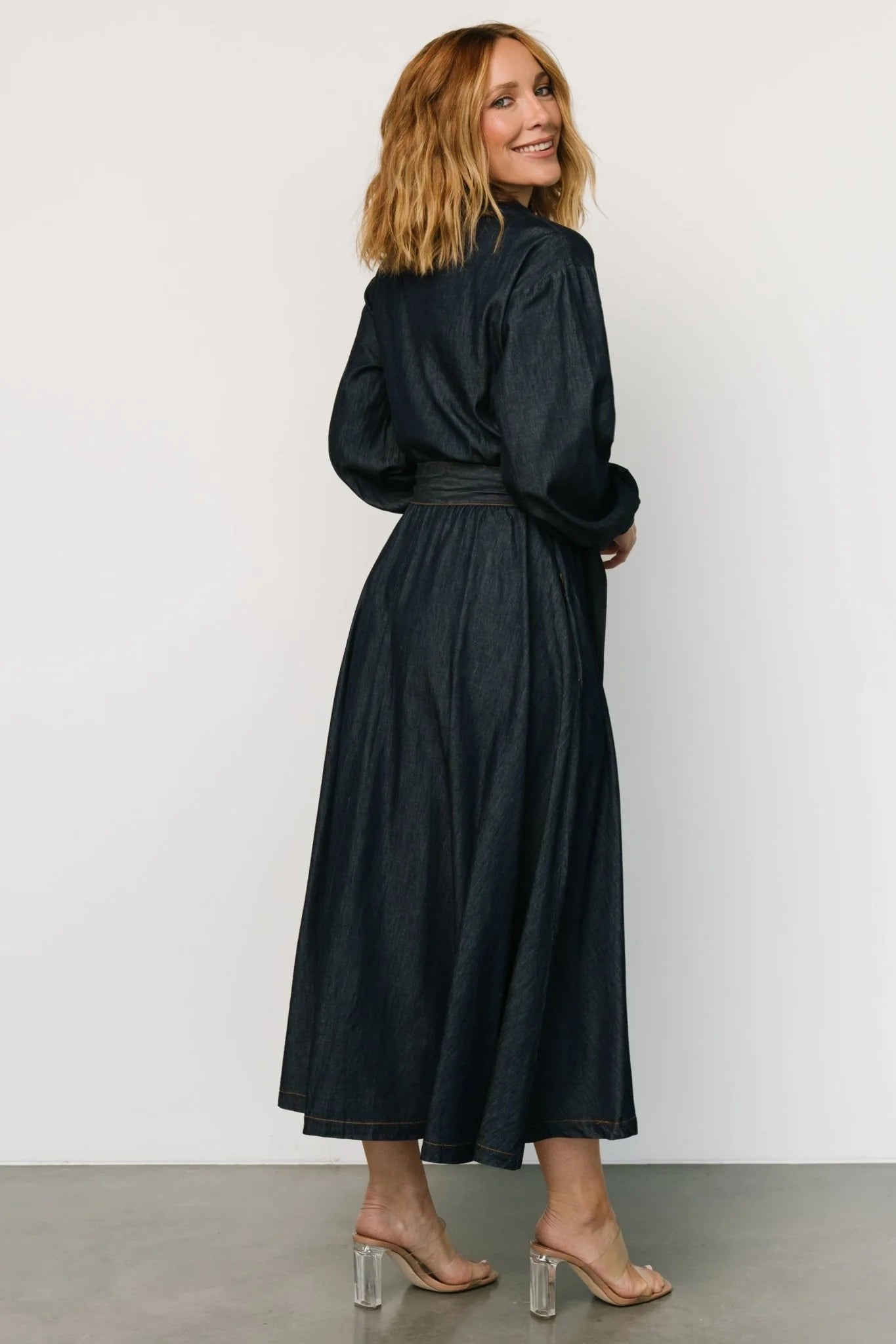 Hansel Long Sleeve Denim Dress | Dark Blue