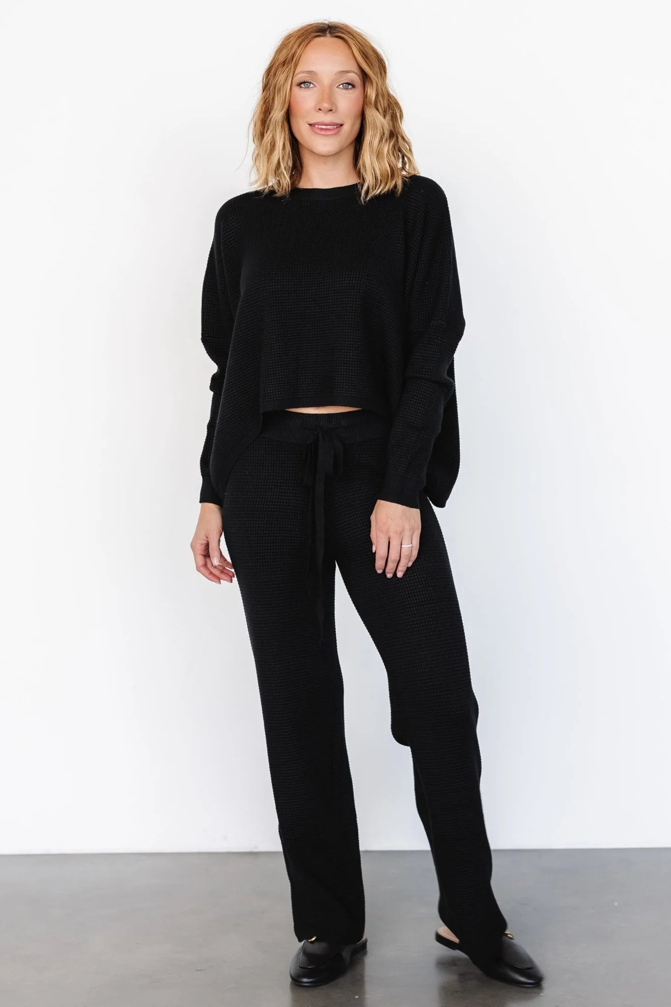 Owen Waffle Pants | Black