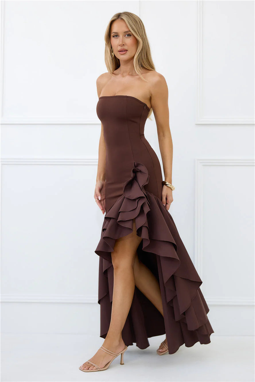 Extravagant Events Strapless Maxi Dress Brown