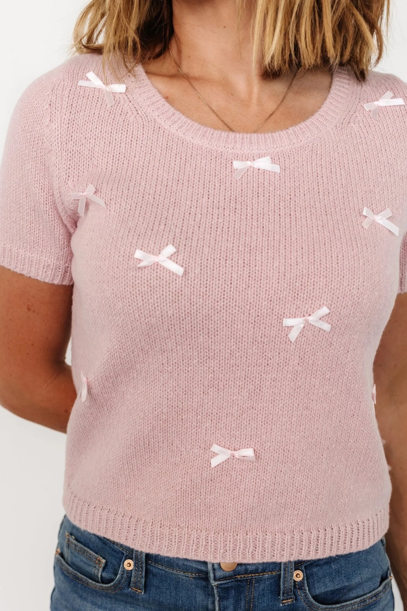 Chloe Bow Sweater | Blush