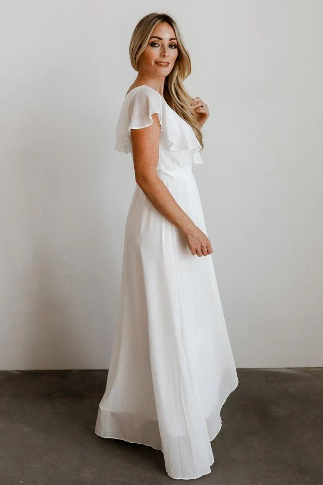Katya Ruffle Maxi Dress | White