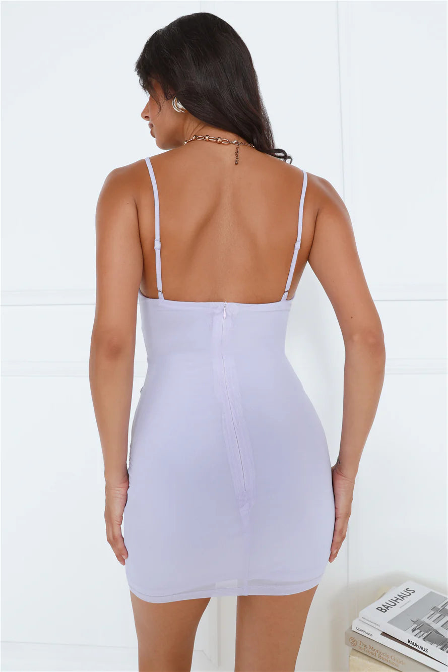 Vibes On The Rooftop Mesh Mini Dress Lilac