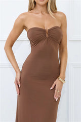 Find Your Wild Strapless Maxi Dress Brown