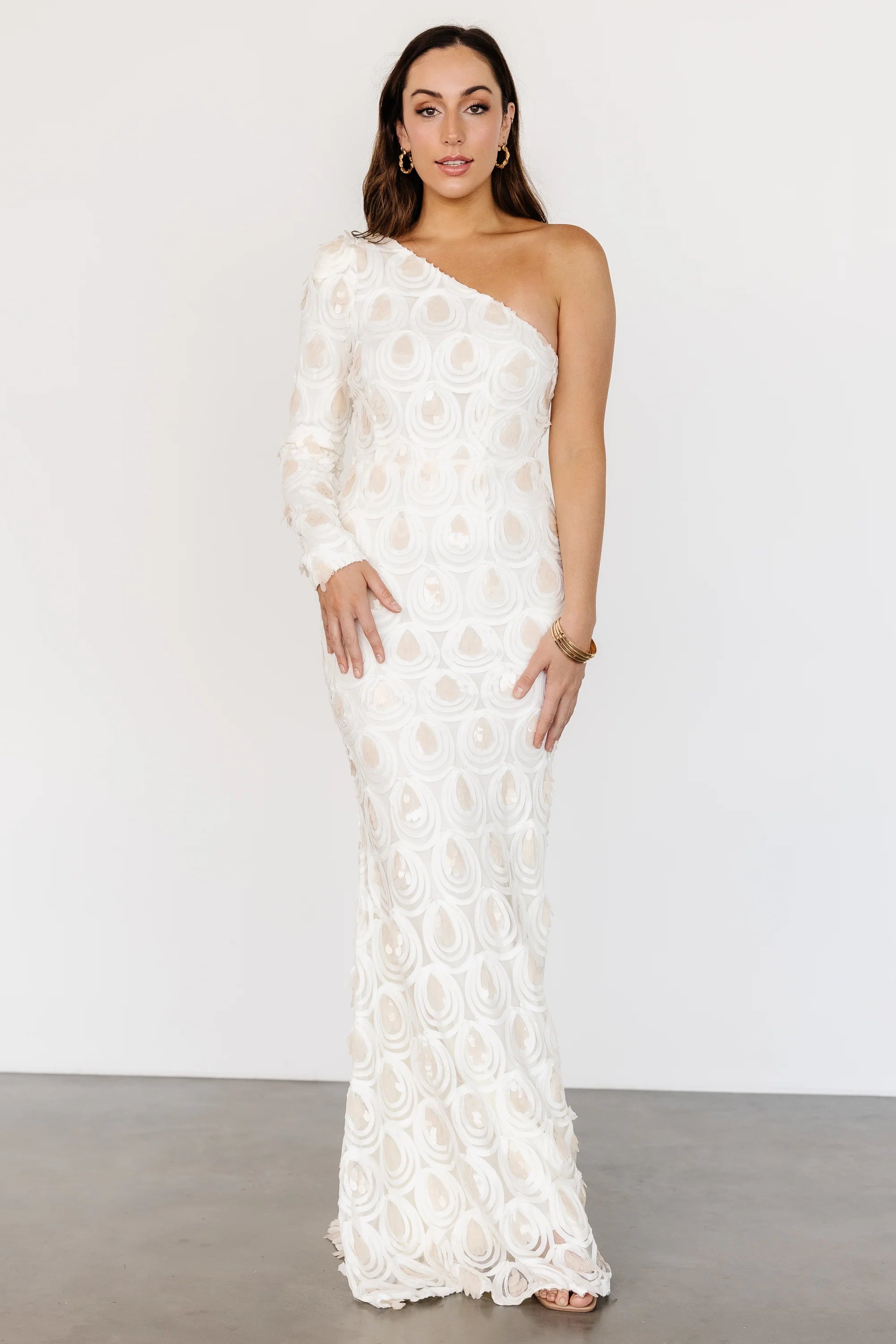 Porscha One Shoulder Gown | Cream